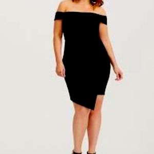 Torrid Black Off The Shoulder Ponte Mini Dress